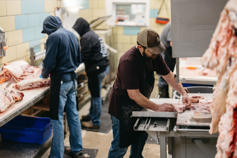 Processing Kansas grown meat in Alta Vista Shop Kansas Farms